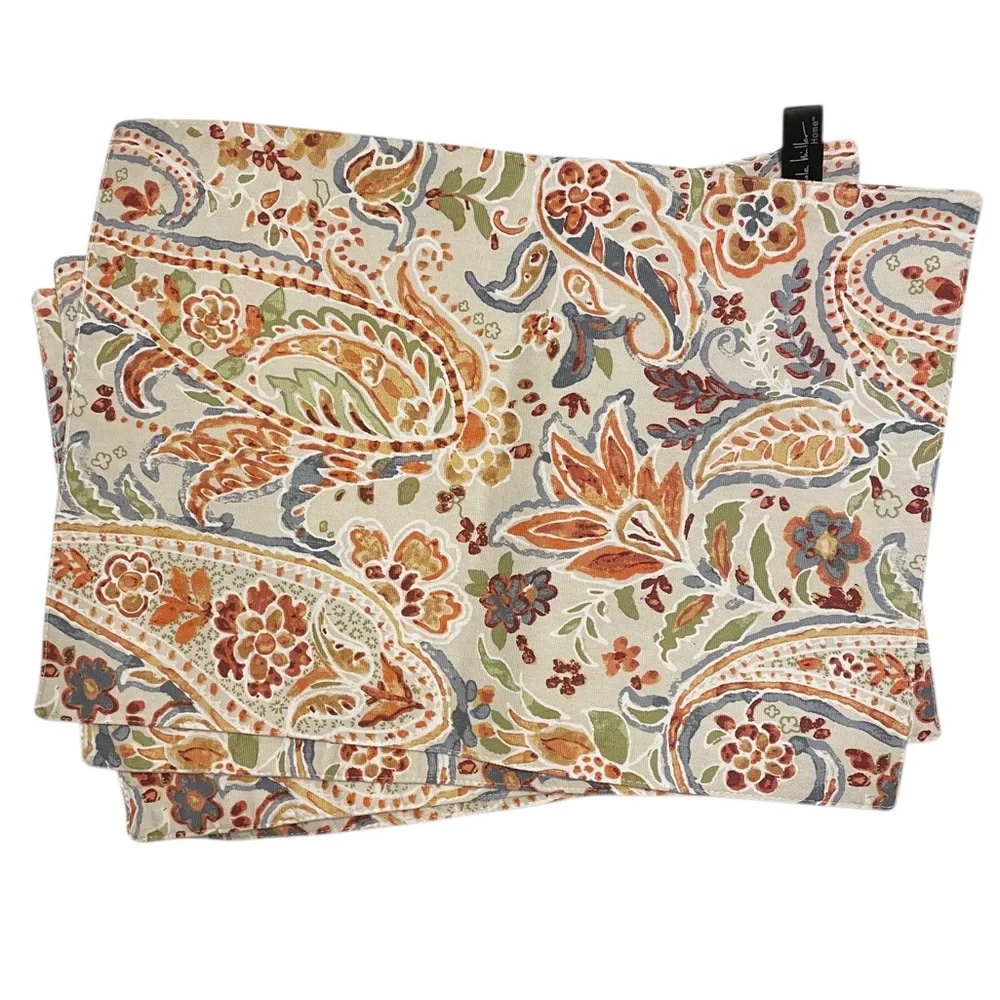 Nicole Miller 4 Placemats & 4 cloth Napkins fall Thanksgiving